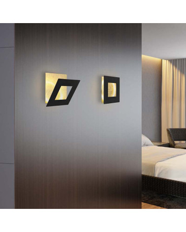 Aplique dorado 22x22cm LED 24W con panel de geometría personalizable 3000K acabados blanco, negro y corten