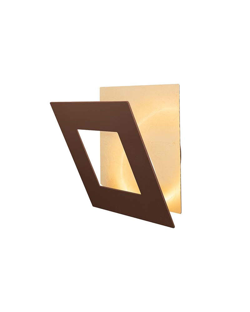 Aplique dorado 22x22cm LED 24W con panel de geometría personalizable 3000K acabados blanco, negro y corten