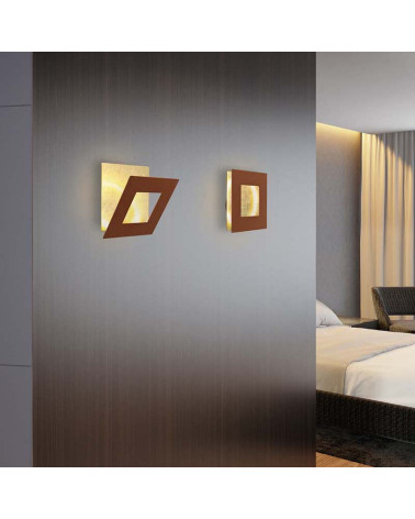 Gold wall light 22x22cm LED 24W with customizable geometry panel 3000K, available in white, black and corten finishes