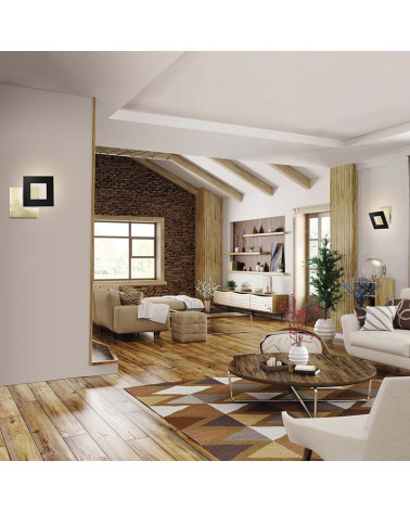 Gold wall light 40x40cm LED 40W with customizable geometry panel 3000K, available in white, black and corten finishes