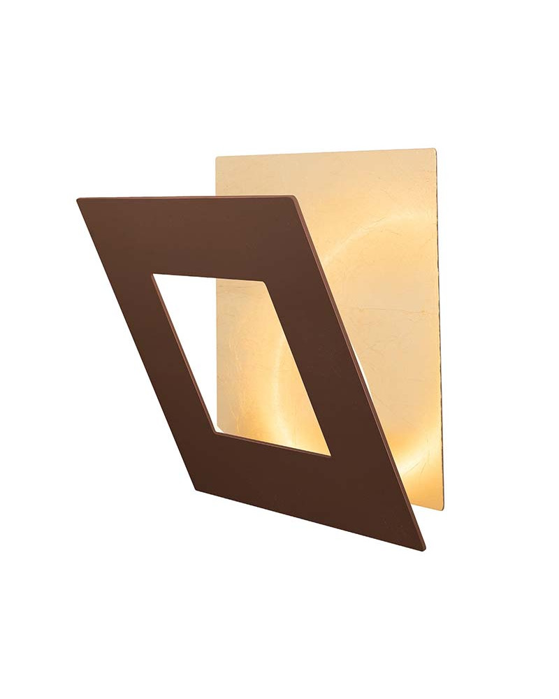 Aplique dorado 40x40cm LED 40W con panel de geometría personalizable 3000K acabados blanco, negro y corten