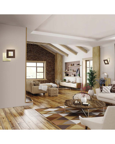 Gold wall light 40x40cm LED 40W with customizable geometry panel 3000K, available in white, black and corten finishes