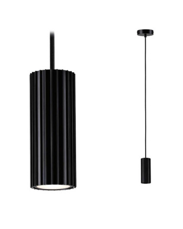 Striped cylinder pendant lamp max 1x10W GU10 Matte black