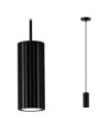 Lámpara colgante cilindro rallado máx 1x10W GU10 Negro mate