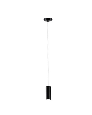 Lámpara colgante cilindro rallado máx 1x10W GU10 Negro mate