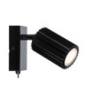 Aplique con interruptor cilindro rallado máx 1x10W GU10 Negro mate