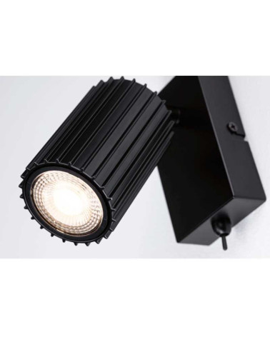 Aplique con interruptor cilindro rallado máx 1x10W GU10 Negro mate