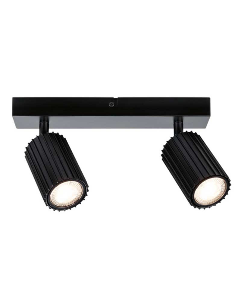 Lámpara de techo 2 focos máx 2x10W GU10 Negro 230V Metal
