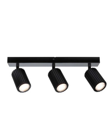 Ceiling light with 3 spotlights, max 3x10W GU10, Black, 230V, Metal