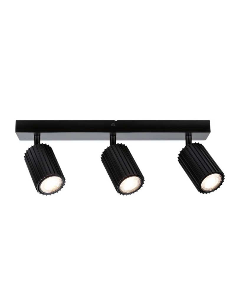 Lámpara de techo 3 focos máx 3x10W GU10 Negro 230V Metal