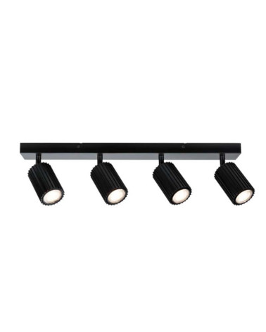 Lámpara de techo 4 focos máx 3x10W GU10 Negro 230V Metal
