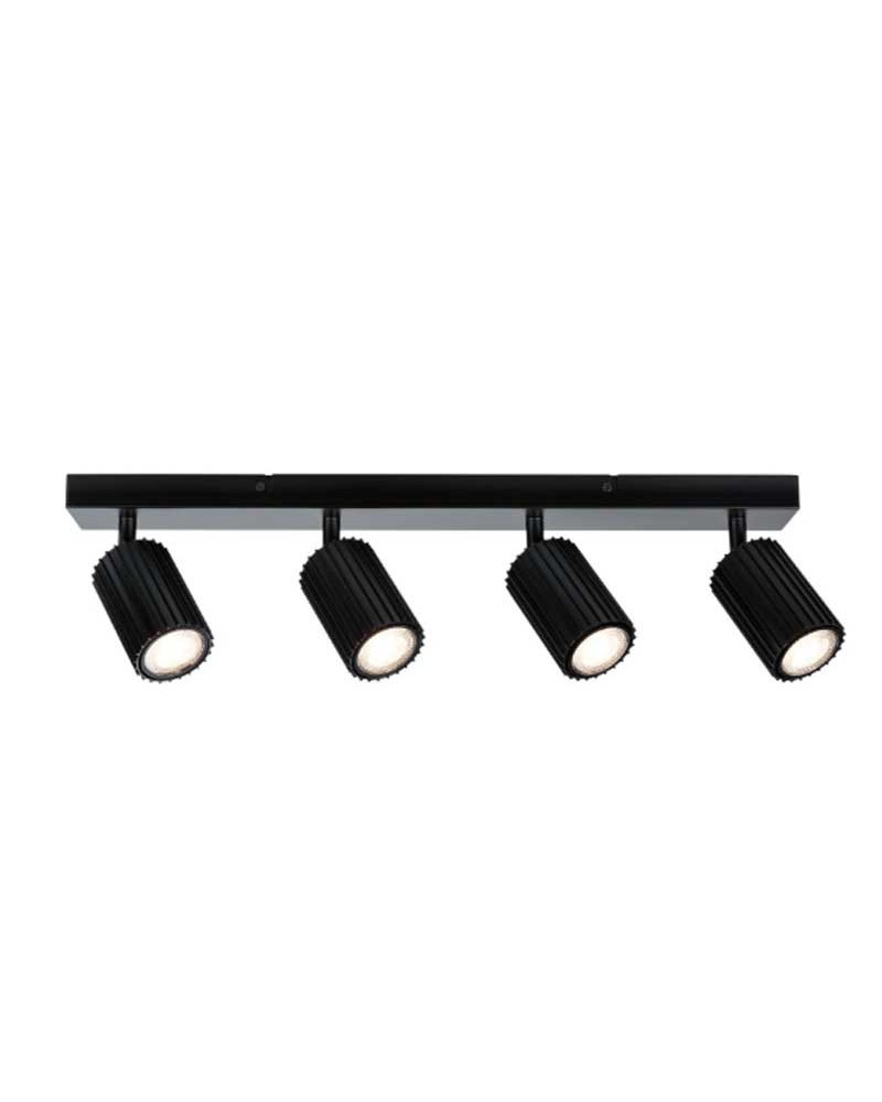 Lámpara de techo 4 focos máx 3x10W GU10 Negro 230V Metal