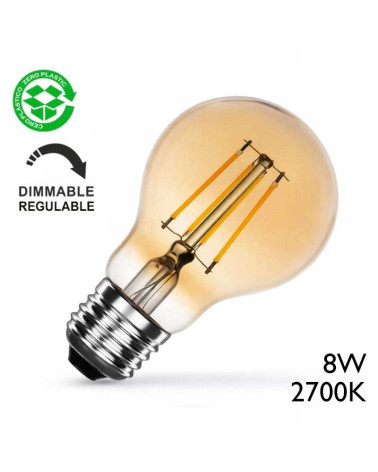Bombilla Estándar LED filamento E27 8W 2700K Regulable