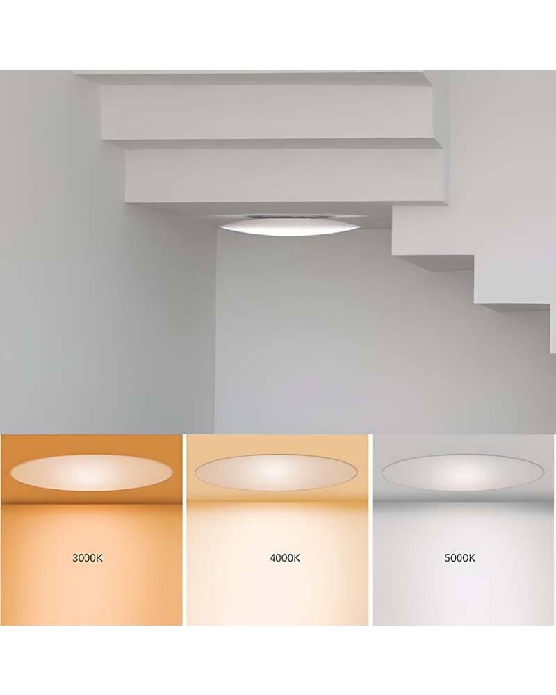 Ø25cm LED ceiling light 16W circular ultra-thin 3000K-4000K-5000K white finish