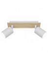 25cm strip light with 2 adjustable spotlights in white and wood finish, 2 x 50W GU-10