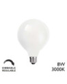 Bombilla globo 95mm LED E27 3000K regulable 8W 720Lm opal