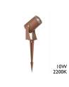 Pincho de exterior LED 10W IP65 acabado corten 36cm de aluminio forma cilíndrica 18º 2200K