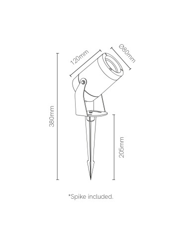 Pincho de exterior LED 20W IP65 acabado corten 38cm de aluminio forma cilíndrica 18º 3000K