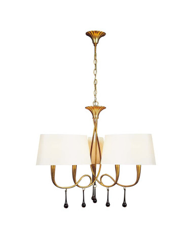 Classic pendant lamp Ø77cm gold paint 6xE14 max 20W with triple oval cream-colored shade