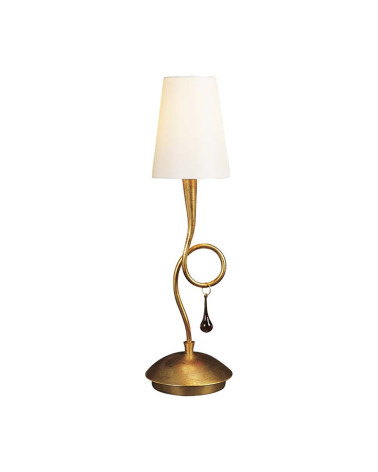 Classic table lamp 1xE14 max 20W gold finish with cream-colored fabric shade