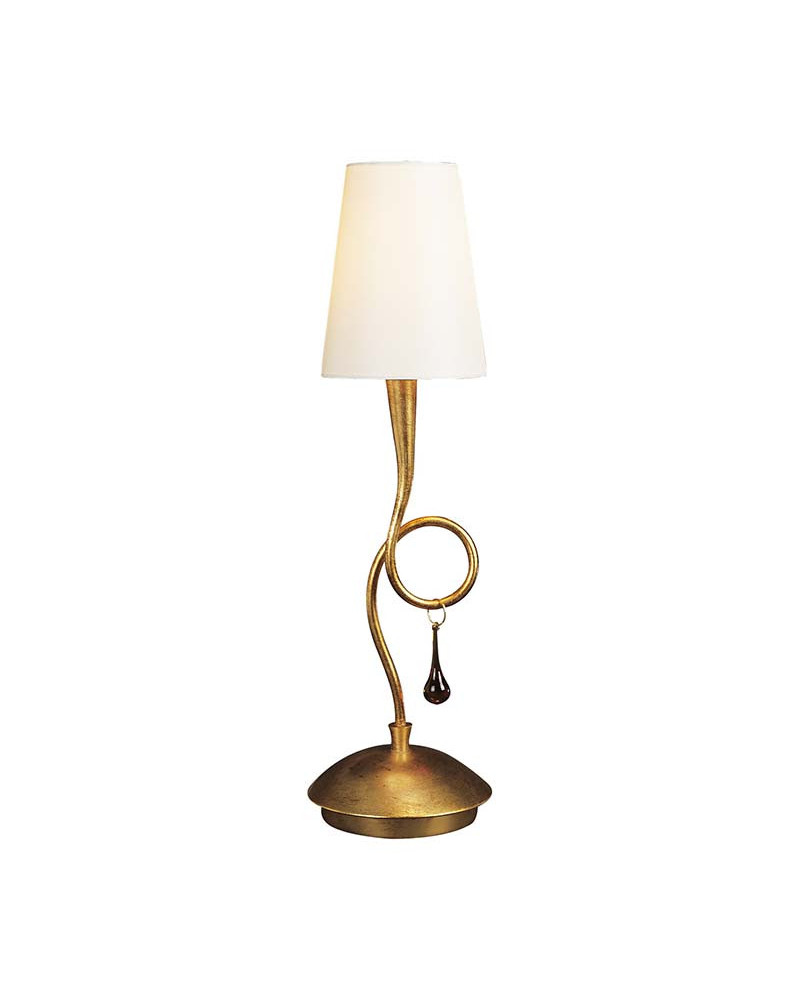 Lámpara de sobremesa clásica 1xE14 max 20W acabado dorado con pantalla de tela color crema