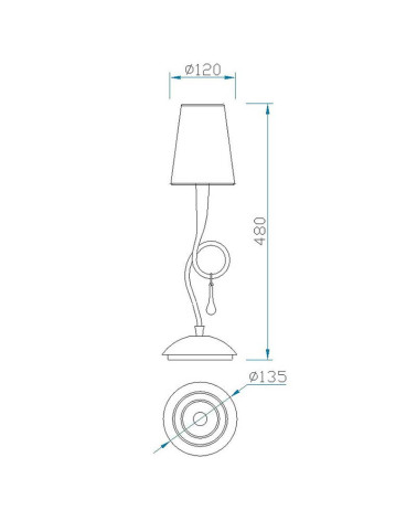 Lámpara de sobremesa clásica 1xE14 max 20W acabado dorado con pantalla de tela color crema