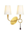 Aplique de pared clásico de 2 luces pintura dorada con pantallas crema E14 max 20W