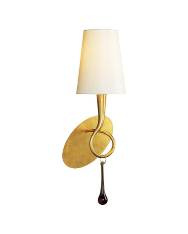 Classic 1-light wall light with gold paint finish and cream shade, E14 max 20W
