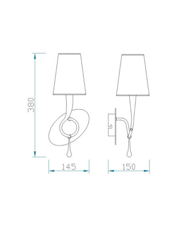 Aplique de pared clásico de 1 luz pintura dorada con pantalla crema E14 max 20W