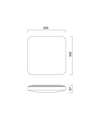 Plafón LED cuadrado plano 50cm acabado blanco 60W 5000K 4000Lm