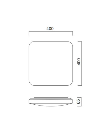 Flat square LED ceiling light 40cm white finish 45W 5000K 3000Lm