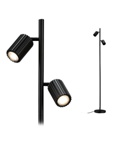 Floor lamp with two adjustable spotlights, max 2x7W GU10, Black Metal