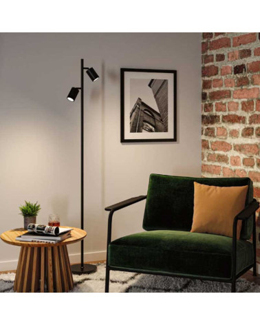 Floor lamp with two adjustable spotlights, max 2x7W GU10, Black Metal