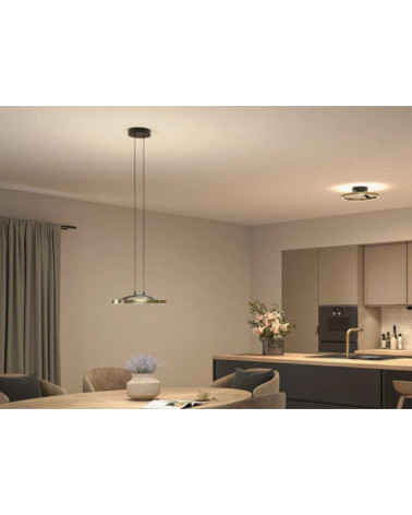 Plafón 38cm regulable en 3 pasos LED 24W Oro dorado Negro Metal