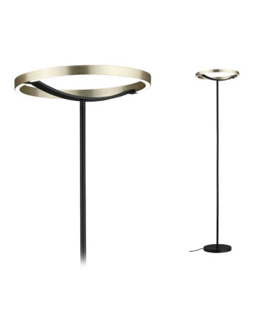 Lámpara de pie 157cm regulable en 3 pasos LED 17,5W Oro dorado Negro Metal