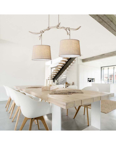 Rustic 1-light ceiling lamp, wood imitation, with textile shade, E27 max 20W