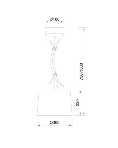 Rustic pendant lamp Ø30cm 1xE27 max 20W wood imitation with fabric shade