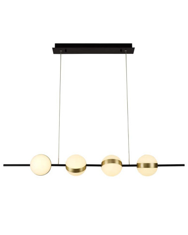 Lámpara colgante lineal LED 32W con esferas diseño contemporáneo en negro y oro