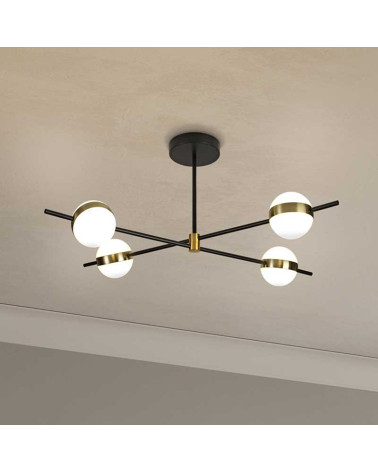 32W LED ceiling light, Mid-Century Modern style, black and gold, 3000K warm light
