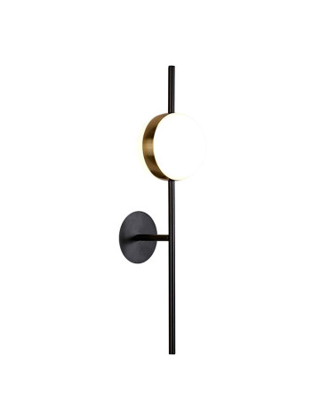 8W LED wall light, modern design with a 3000K sphere, 600Lm, black and gold finish