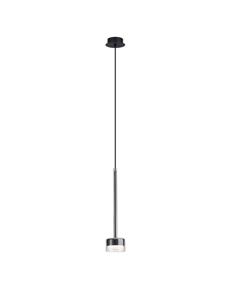 Lámpara colgante tubular estilizada con tulipa de cristal transparente GX53 máx 12W