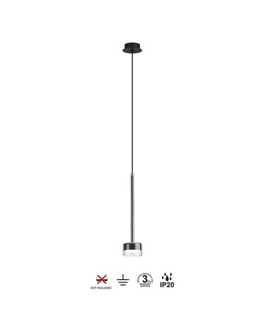 Lámpara colgante tubular estilizada con tulipa de cristal transparente GX53 máx 12W