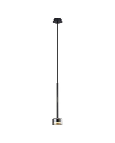 Lámpara colgante tubular estilizada con tulipa de cristal cromo GX53 máx 12W