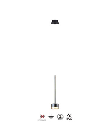 Stylish tubular pendant lamp with bronze glass shade GX53 max 12W