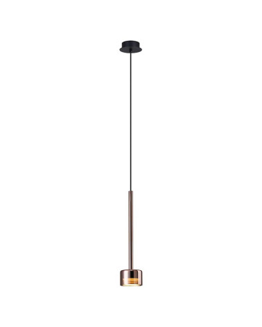 Stylish tubular pendant lamp with copper glass shade GX53 max 12W