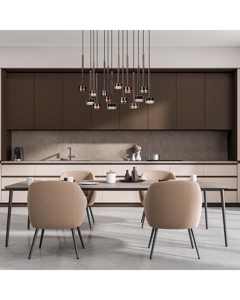 Sophisticated waterfall effect 90x30cm pendant lamp with multi-colored shades GX53 max 12W