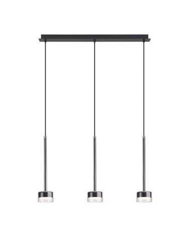 Elegant three-light cascade pendant lamp GX53 max 12W transparent finish