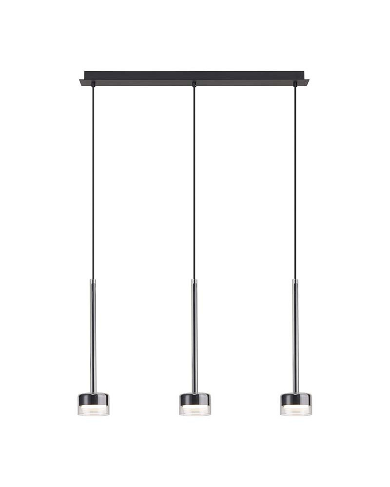 Elegant three-light cascade pendant lamp GX53 max 12W transparent finish