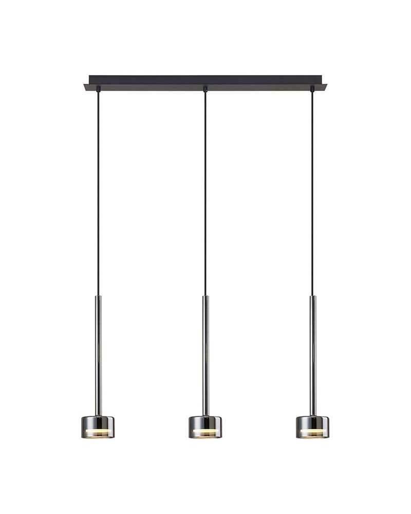 Lámpara colgante diseño elegante de tres luces en cascada GX53 máx 12W acabado cromo