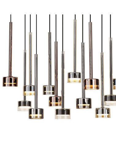 Elegant three-light cascade pendant lamp GX53 max 12W bronze finish